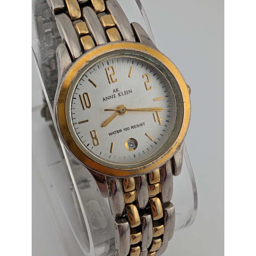 Anne Klein Watch Women 25mm Case Silver & Gold 6.75" Band 10/7449‎ New Battery